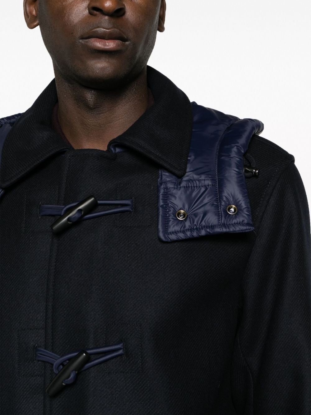 Shop Hugo Boss Toggle-fastening Wool Duffle Coat In Blue