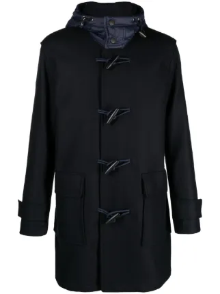 BOSS toggle fastening Wool Duffle Coat Blue FARFETCH GE