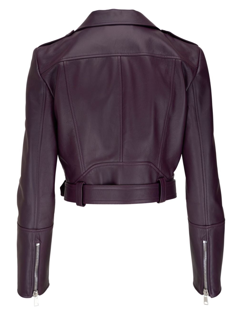 Shop Alexander Mcqueen Cropped Leather Biker Jacket In Purple