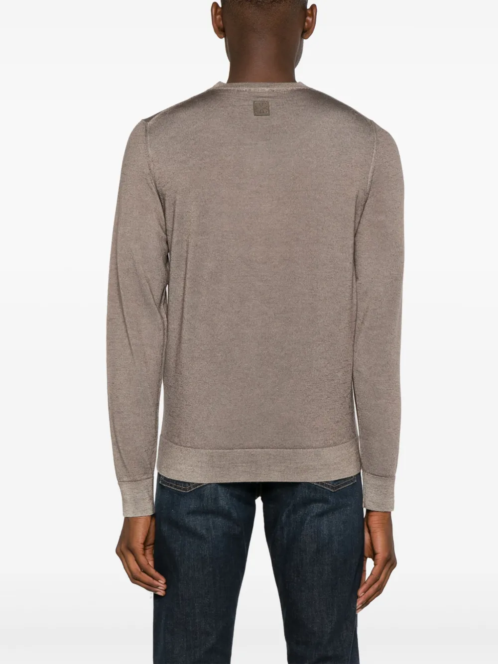 Shop Jacob Cohen Logo-patch Fine-knit Jumper In Braun