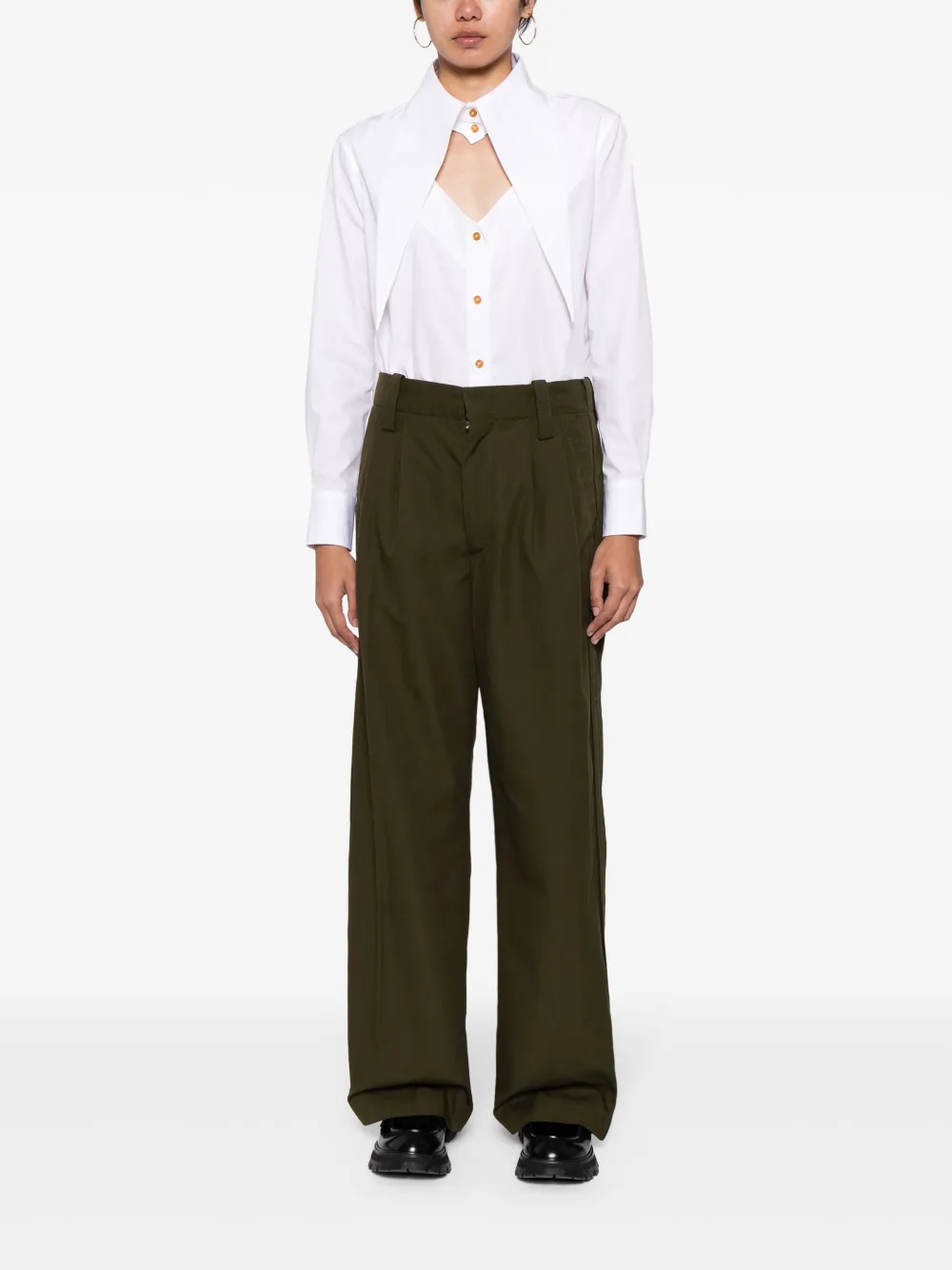 MERYLL ROGGE high-waist wide-leg trousers - Groen