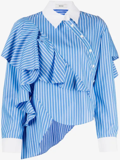 Besfxxk camisa manga larga con rayas estampadas