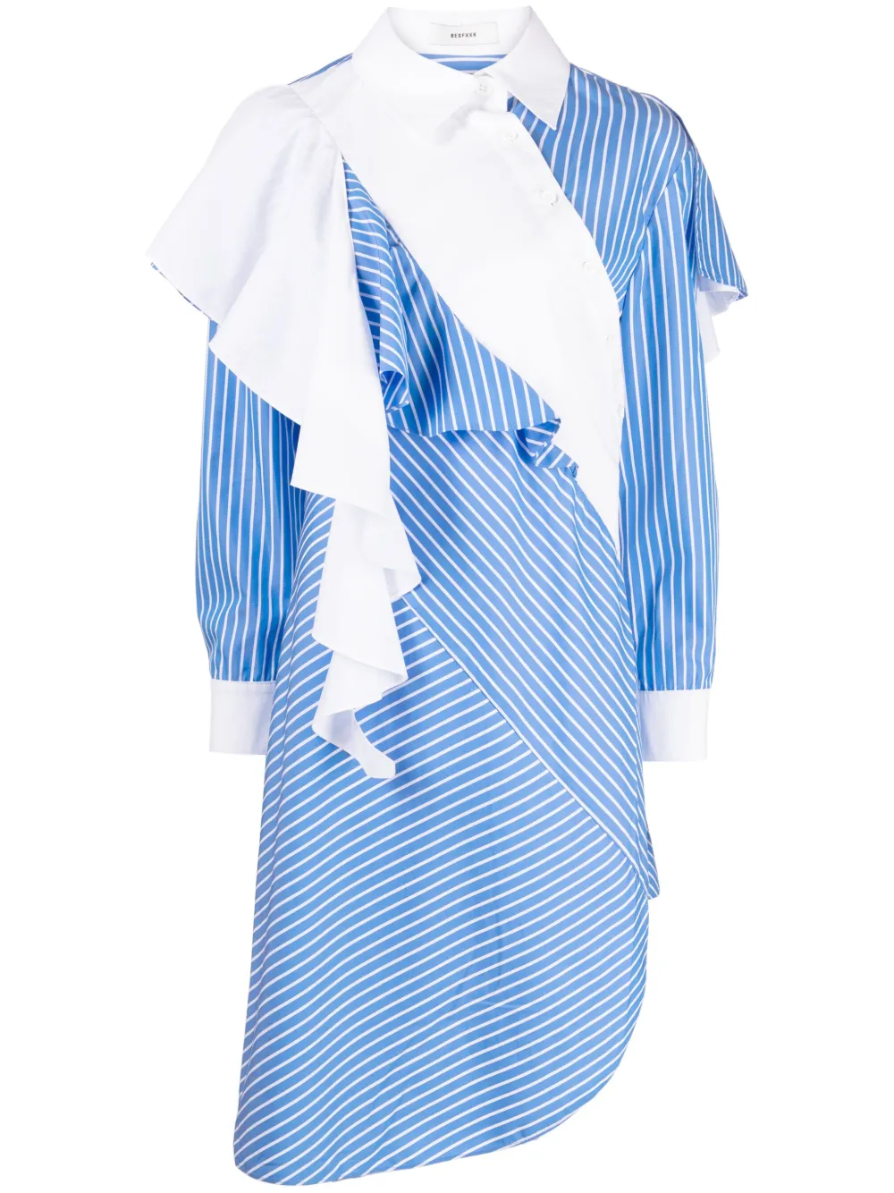 Besfxxk asymmetric striped shirt | Blue | Image 1