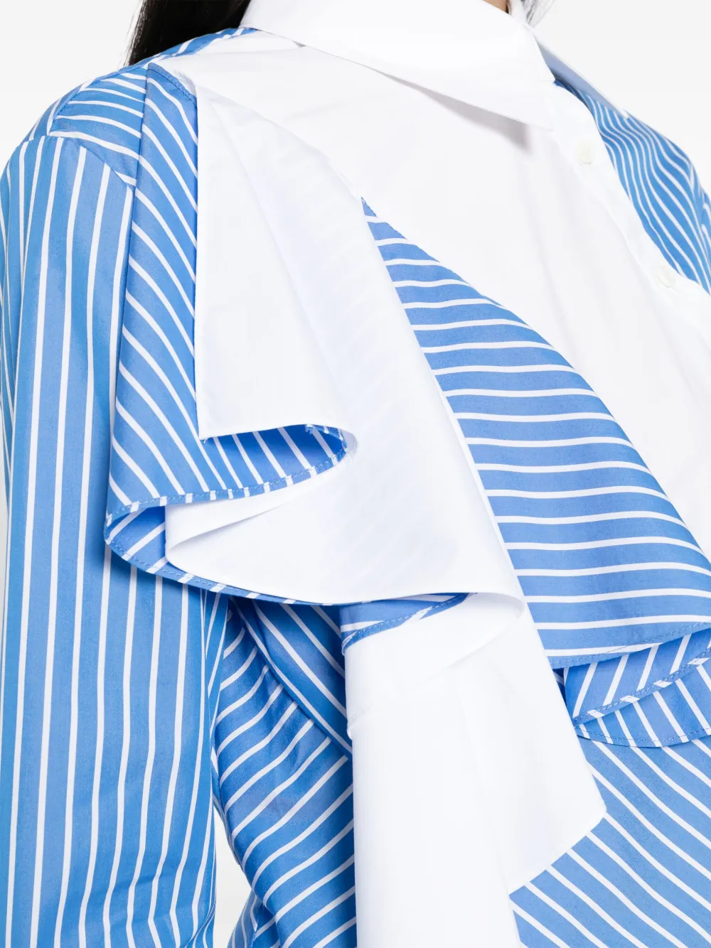 Besfxxk Asymmetric Striped Shirt In Blue