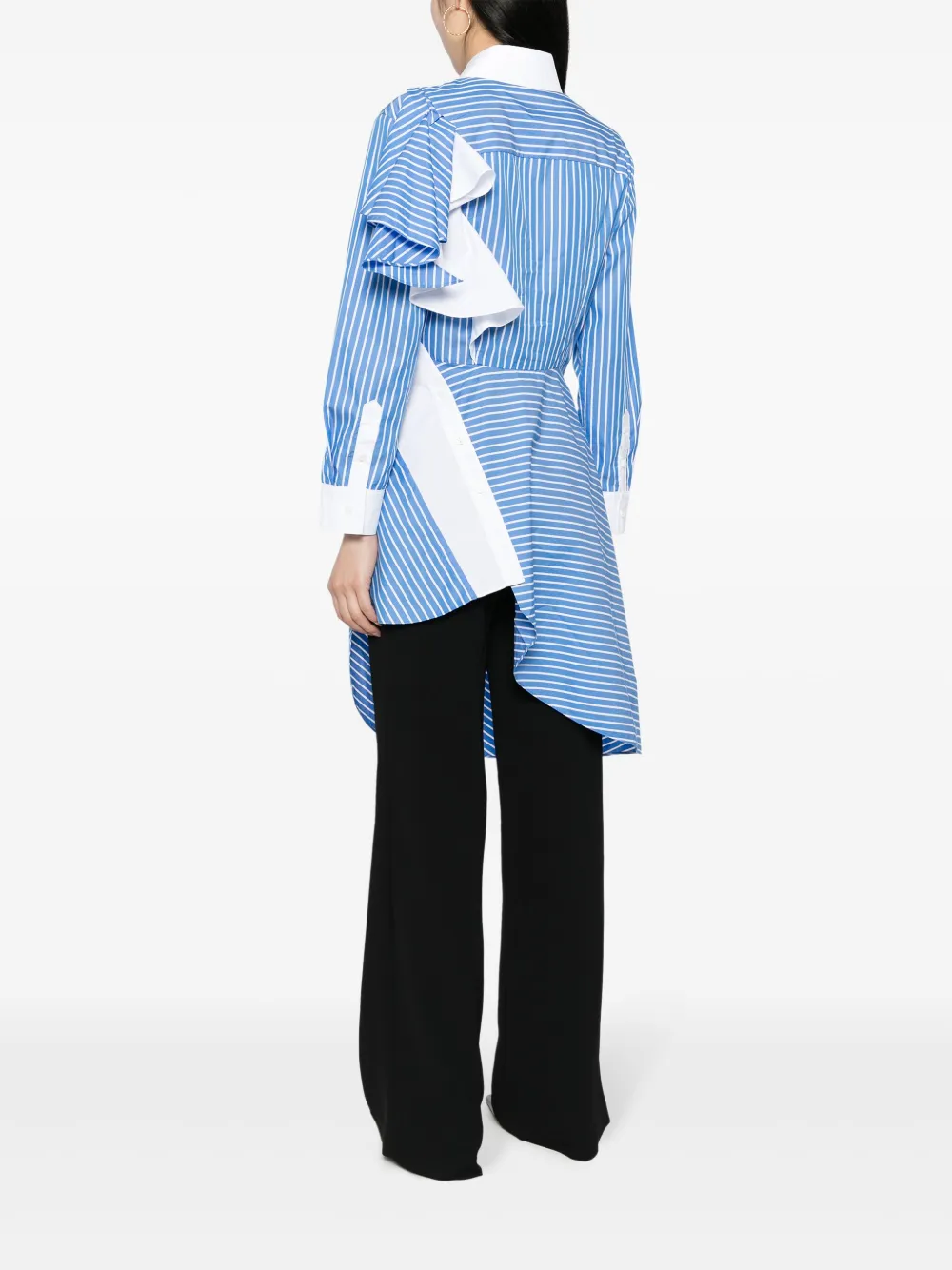 Besfxxk Asymmetric Striped Shirt In Blue