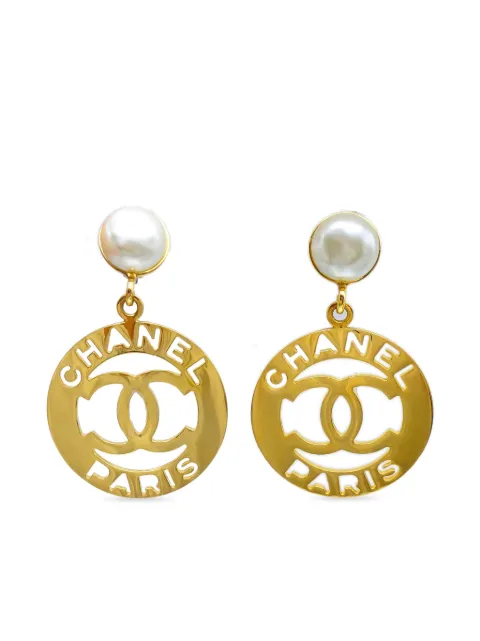 CHANEL Pre-Owned 1990-2000 CC cut-out dangle clip-on earrings