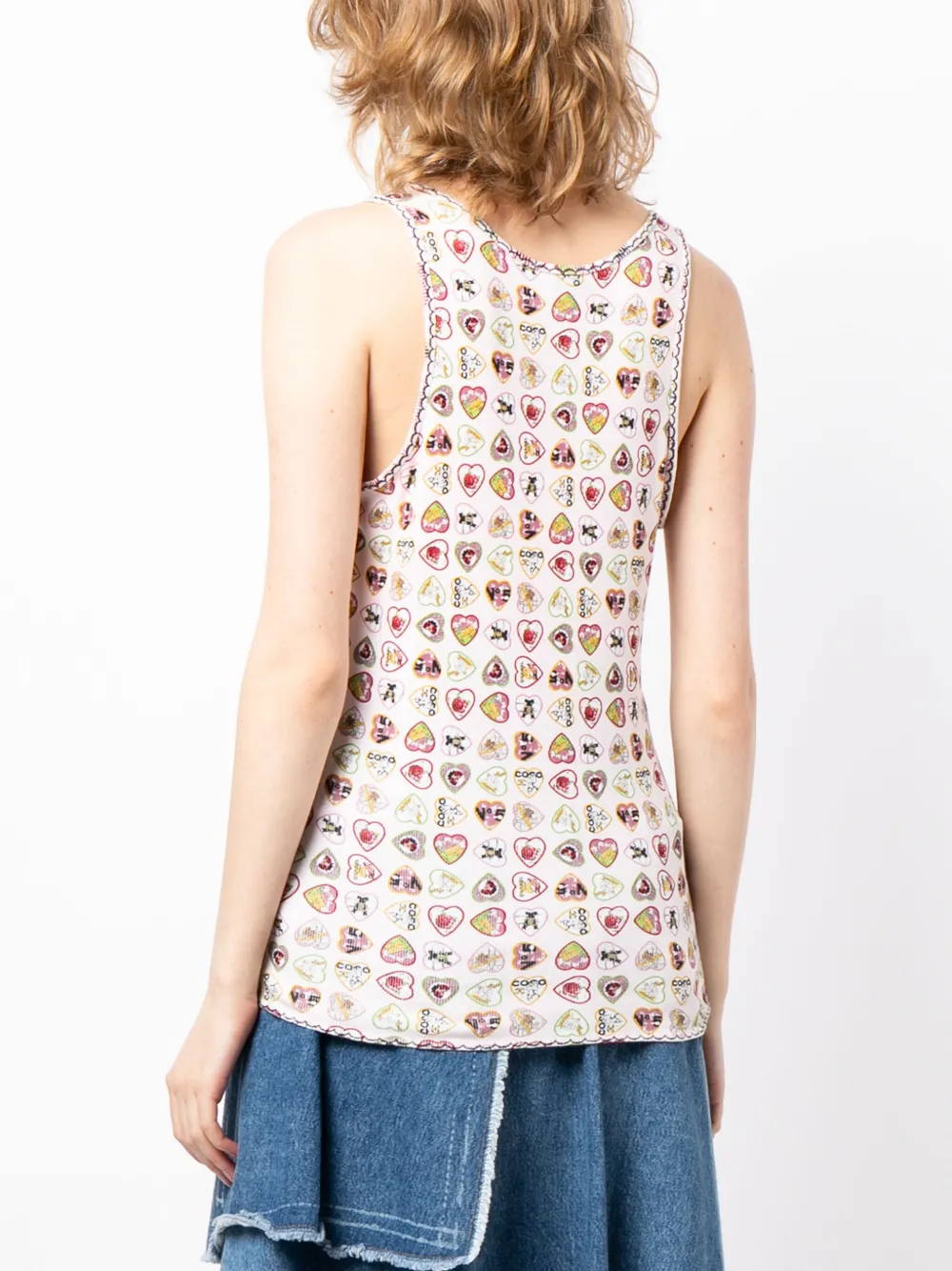 Pre-owned Chanel 2006 Valentine Heart-print Tank Top In Pink