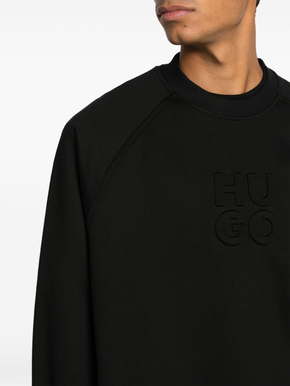 Shop Hugo Boss Logo-appliqué Cotton Sweatshirt In Black