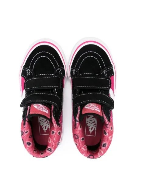 Vans Kids Sk8-Mid touch-strap suede sneakers