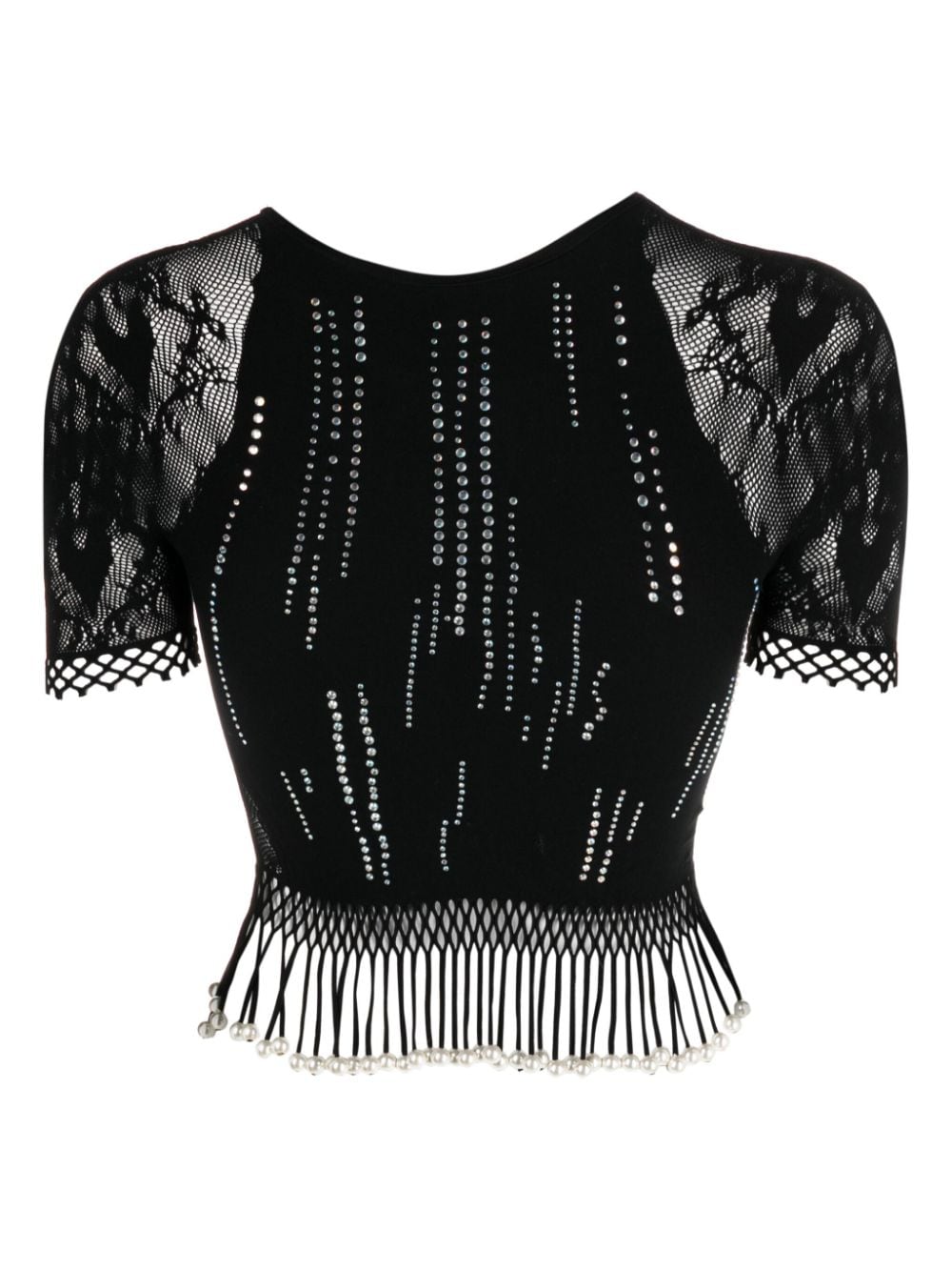 POSTER GIRL Urchin cut-out fringed blouse - Zwart