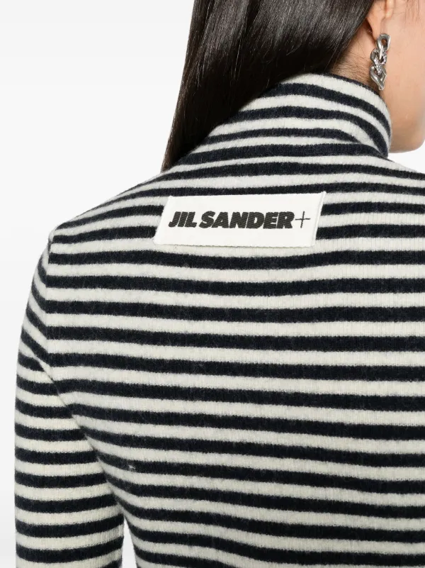 Jil Sander logo-patch Striped Wool Sweater | Blue | FARFETCH CA