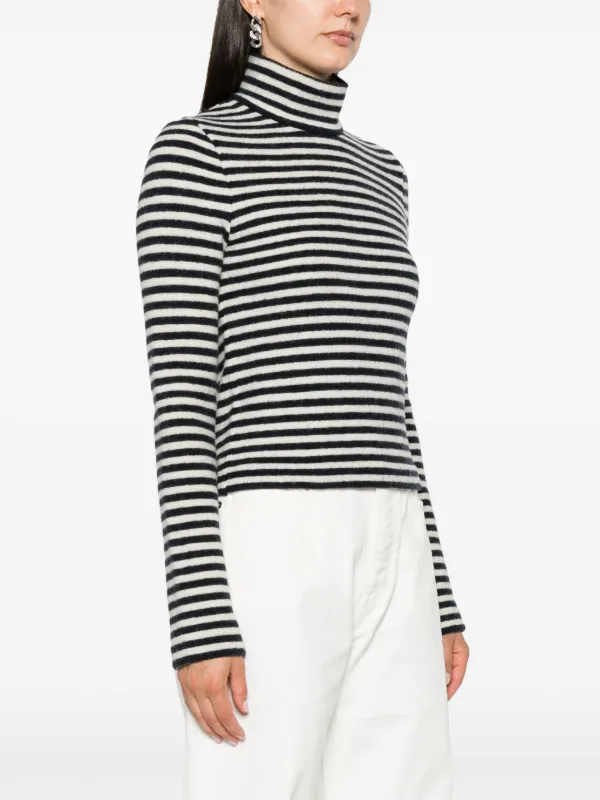 Jil Sander logo-patch Striped Wool Sweater | Blue | FARFETCH CA