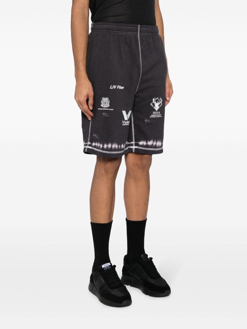 Shop Children Of The Discordance Graphic-print Elasticated-waistband Shorts In Grey