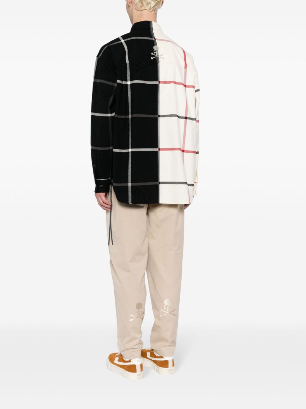 Shop Mastermind Japan Panelled Check-pattern Shirt In White