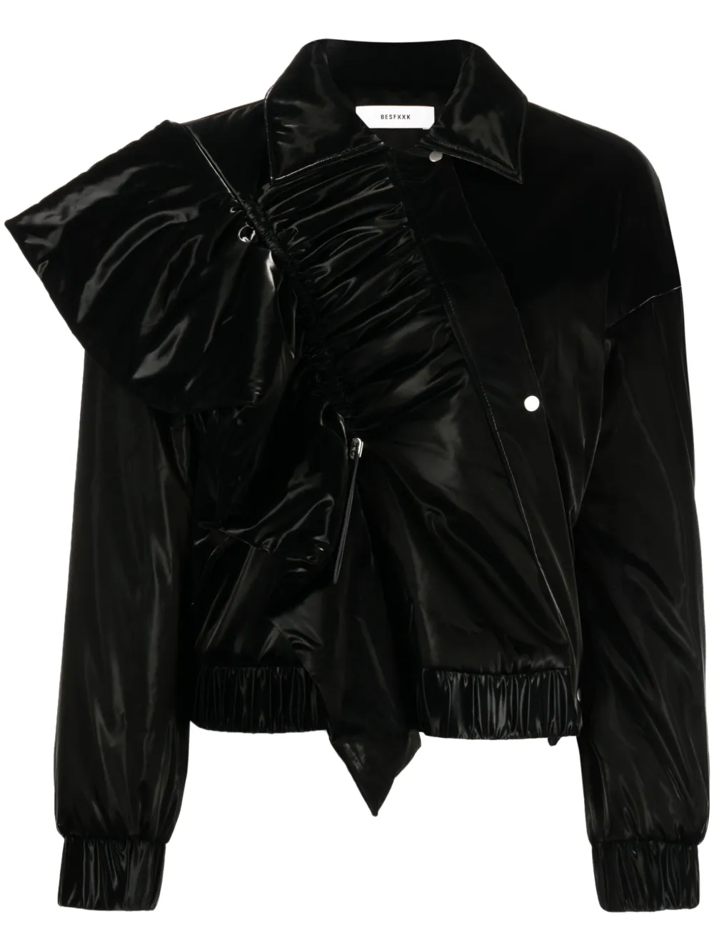 Besfxxk frill-detail button-up bomber jacket | Black | Image 1