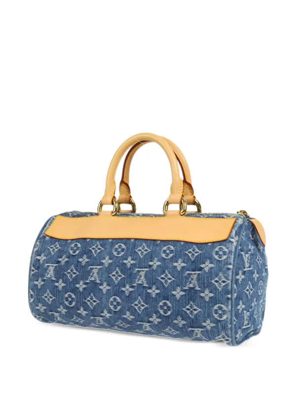 LOUIS VUITTON Blue Denim Monogram Neo Speedy Satchel Bag