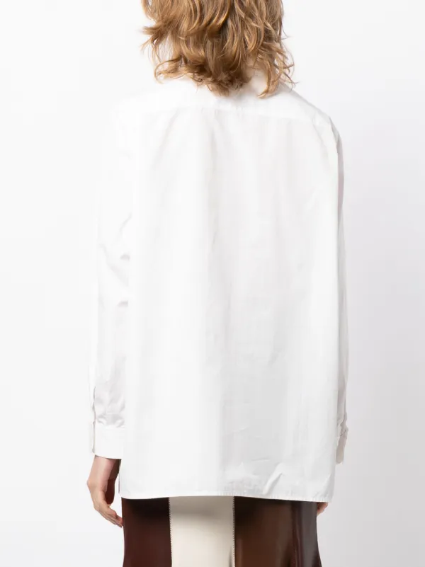 Hermès Pre-Owned 1990-2000s V-neck Cotton Shirt | White Hermès Pre-Owned 1990-2000s V-neck Cotton Shirt | White
