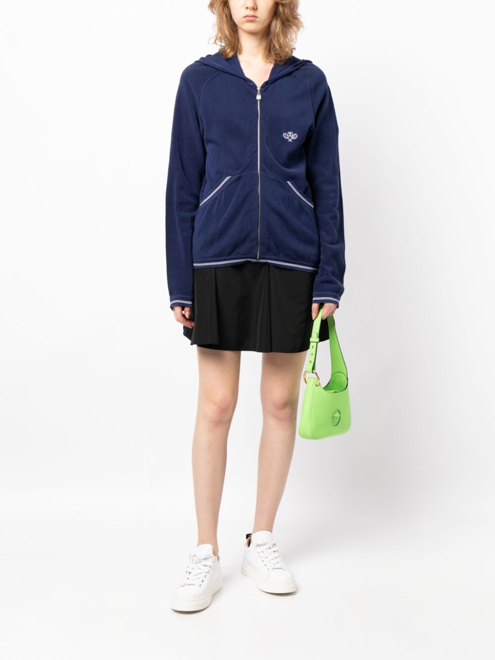 Pre-owned Chanel 2005 Sports Line Hooded Track Jacket In Blue