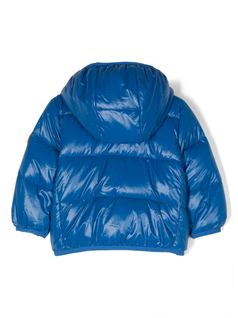 Save The Duck Kids logo-patch padded hooded jacket - Blauw