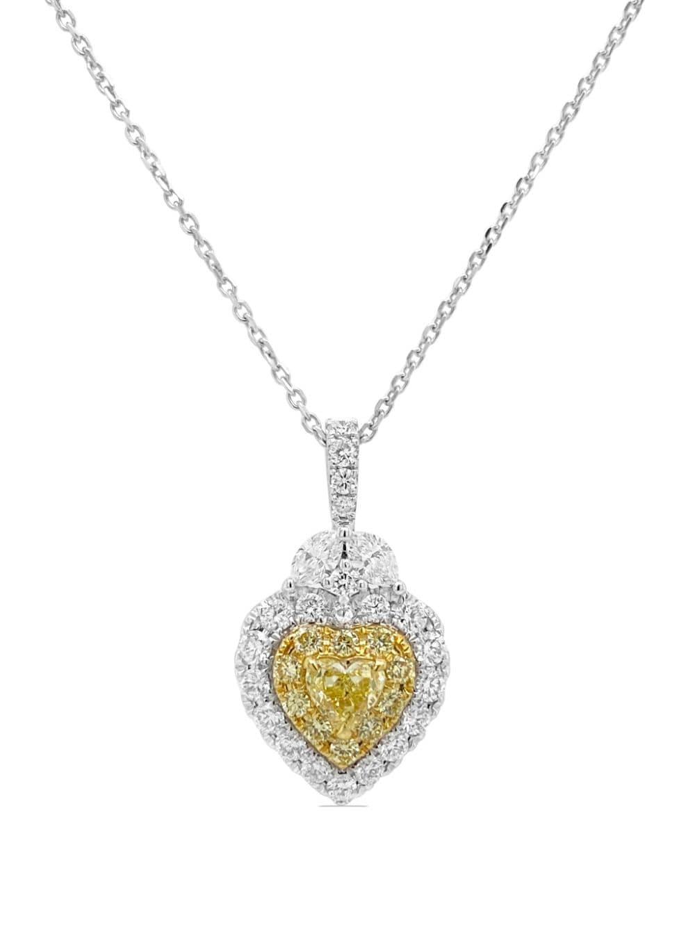 Hyt Jewelry Platinum Diamond Heart Necklace In Silver
