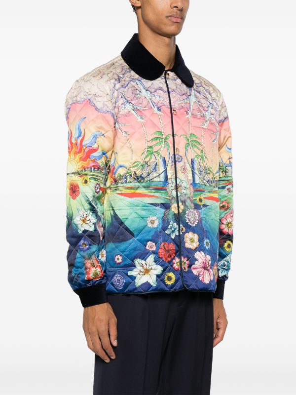 Casablanca L'Envol Print Quilted Satin Jacket - Farfetch