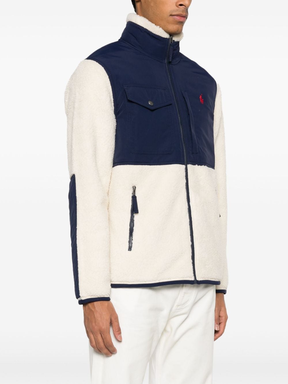 Shop Polo Ralph Lauren Logo-embroidered Zip-up Fleece Jacket In Blue