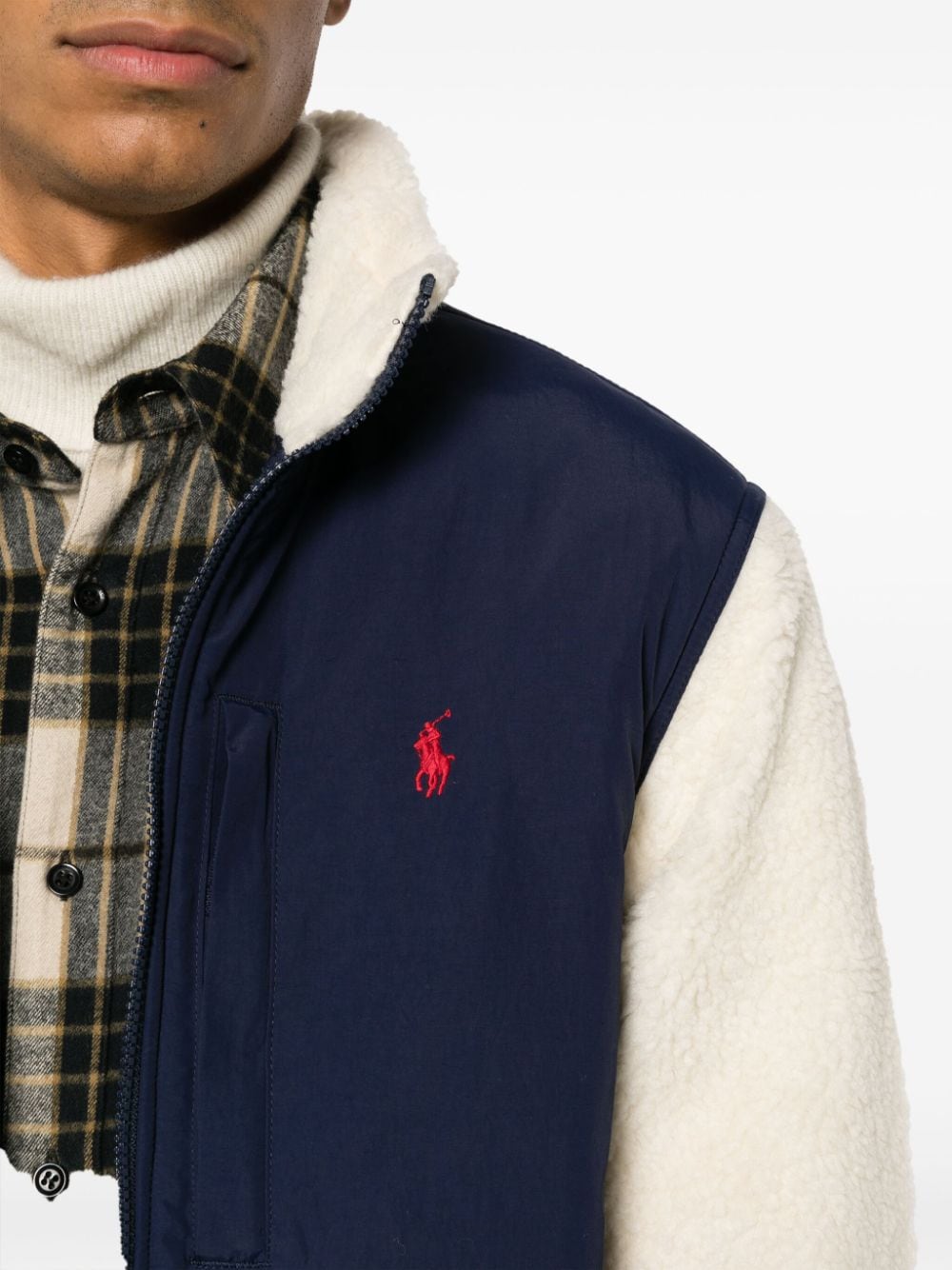 Shop Polo Ralph Lauren Logo-embroidered Zip-up Fleece Jacket In Blue