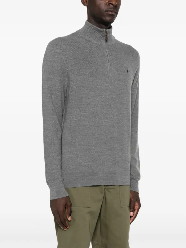 Ralph lauren grey half best sale zip jumper