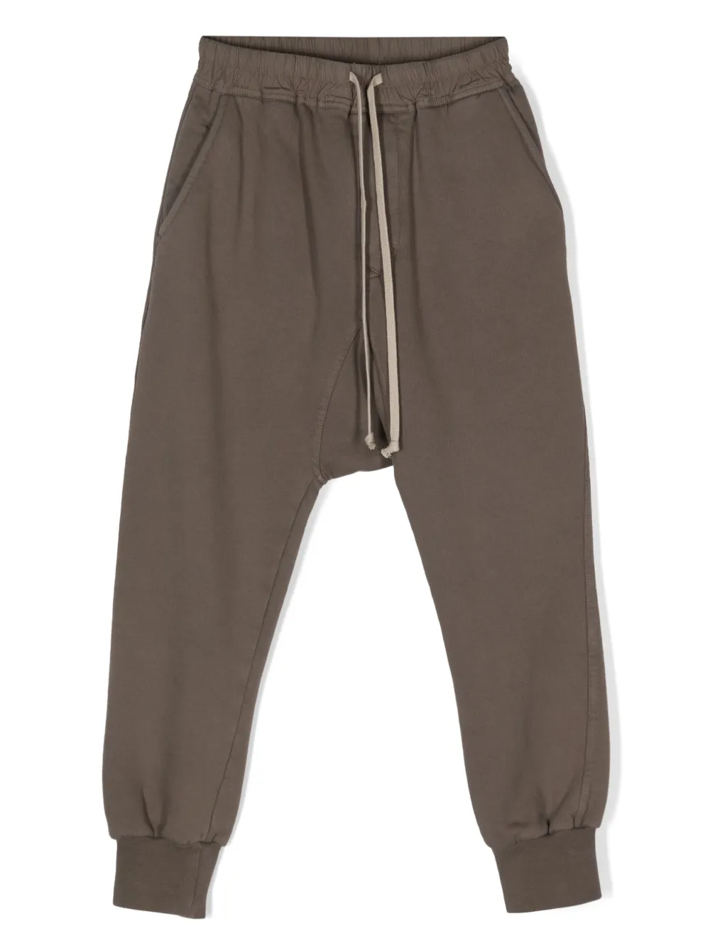 Rick Owens Kids' Drawstring Drop-crotch Cotton Trousers In Brown