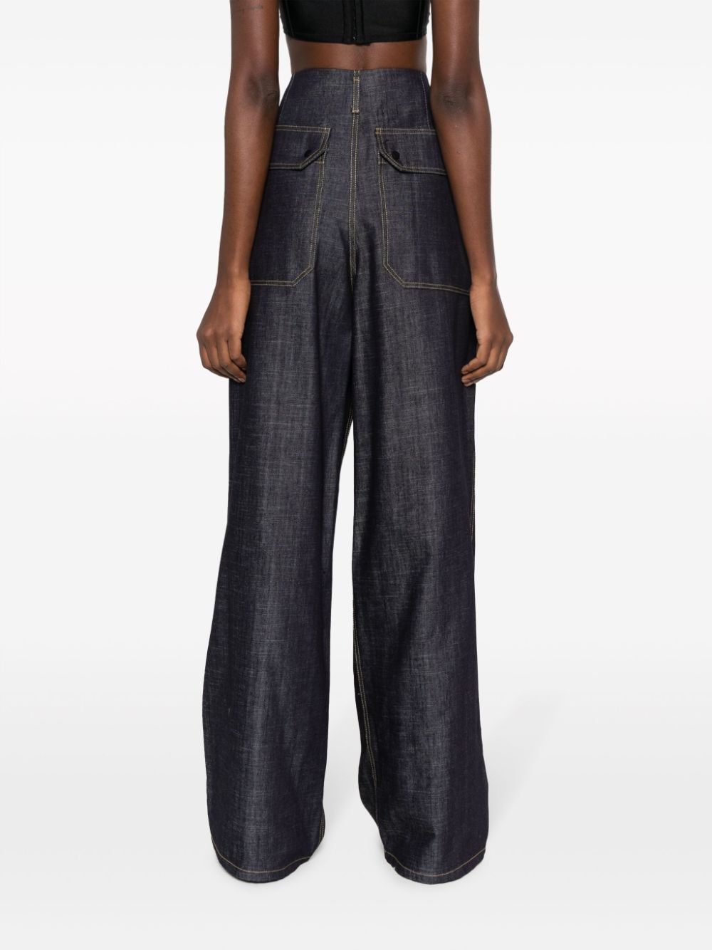 Shop The Mannei Voltera Denim Palazzo Pants In Blue