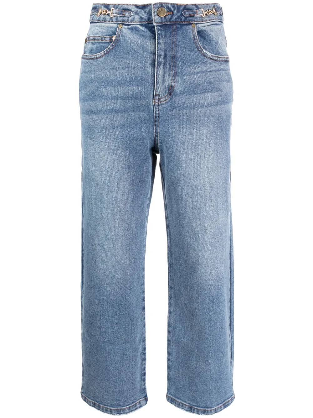 tout a coup horsebit-embellished mid-rise straight-leg jeans - Blau