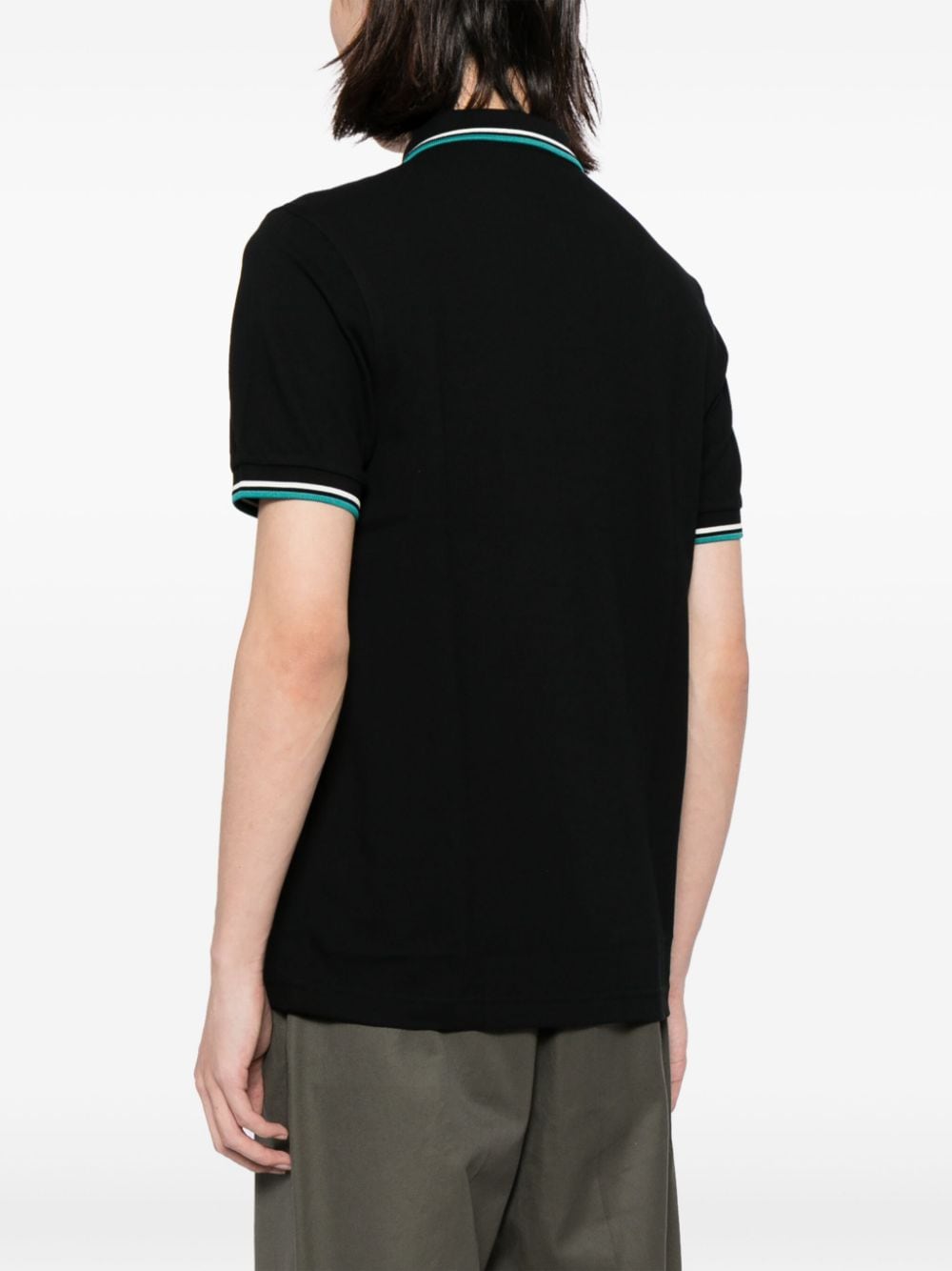 Shop Fred Perry Twin Tipped Cotton Polo Shirt In Black