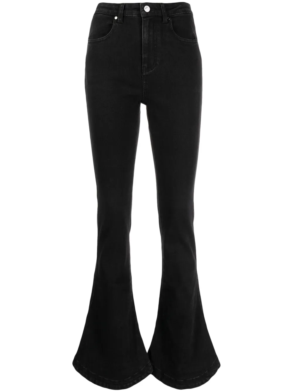 Shop Tout A Coup Logo-patch Mid-rise Flared Jeans In Black