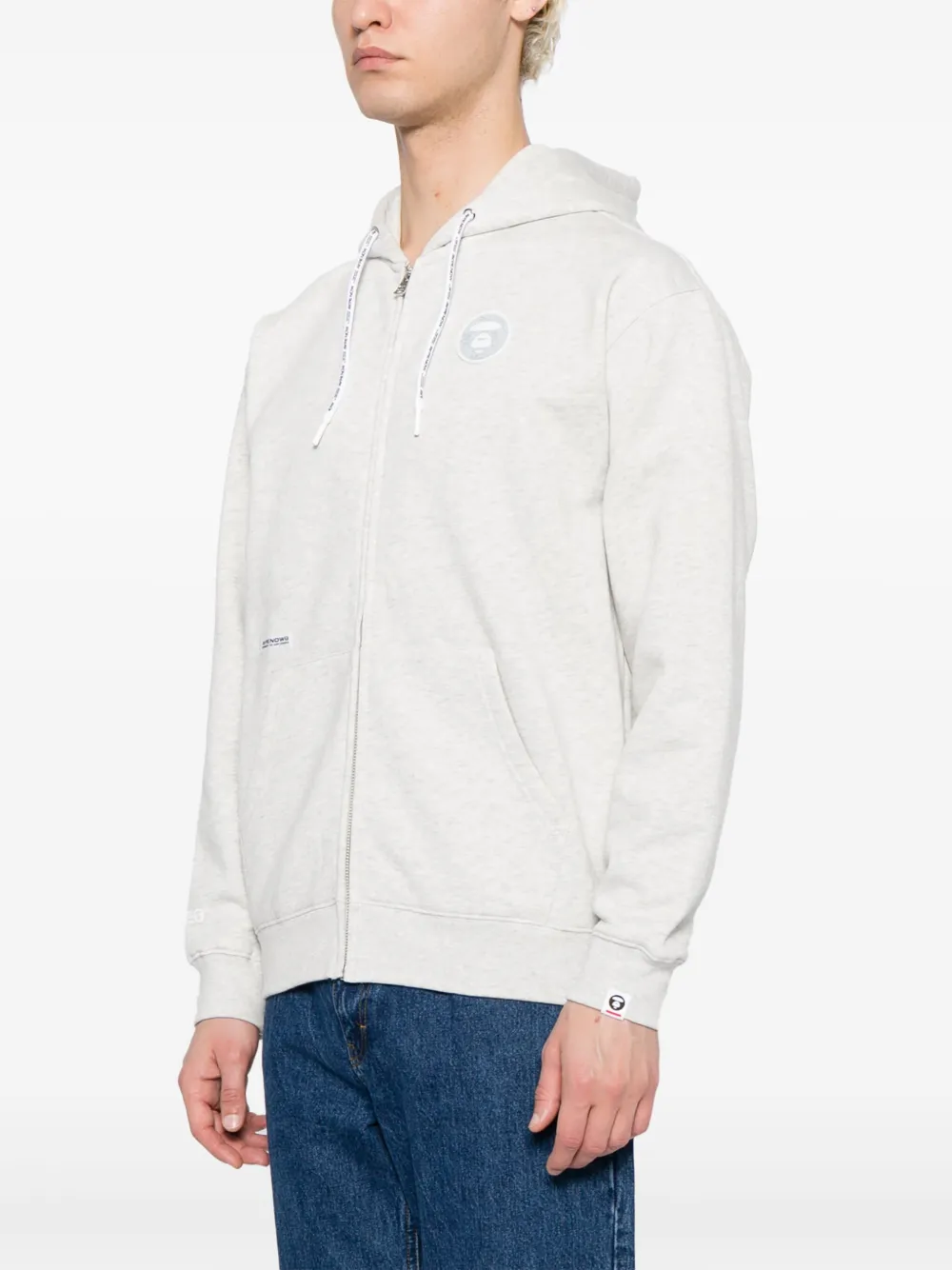 Shop Aape By A Bathing Ape Logo-patch Zip-up Hoodie In Grey