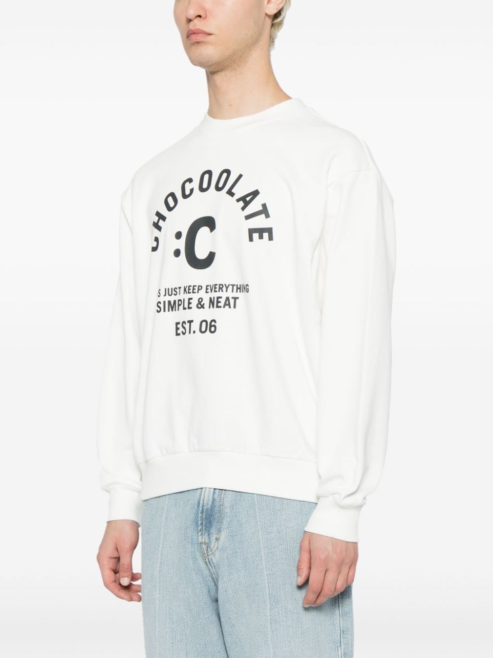 Shop Chocoolate Slogan-print Cotton Sweatshirt In White