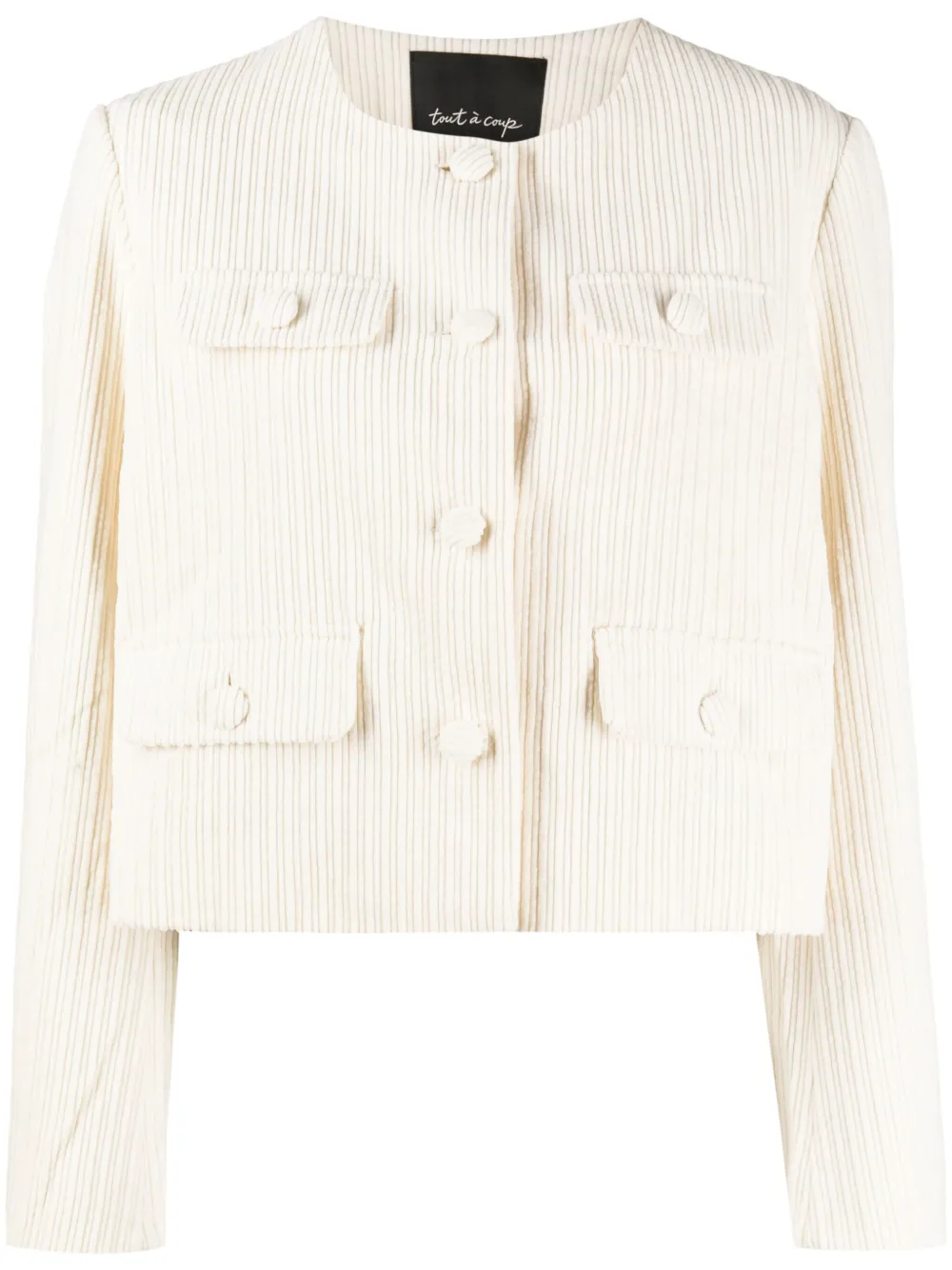 Tout A Coup Button-up Corduroy Jacket In Nude