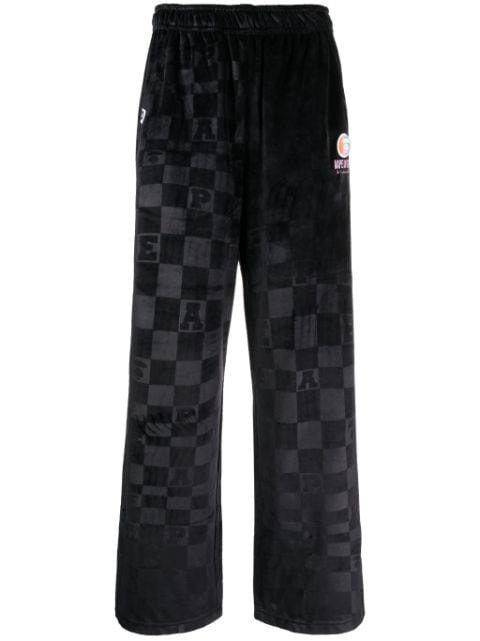 AAPE BY *A BATHING APE® Moonface-appliqué checkered track pants