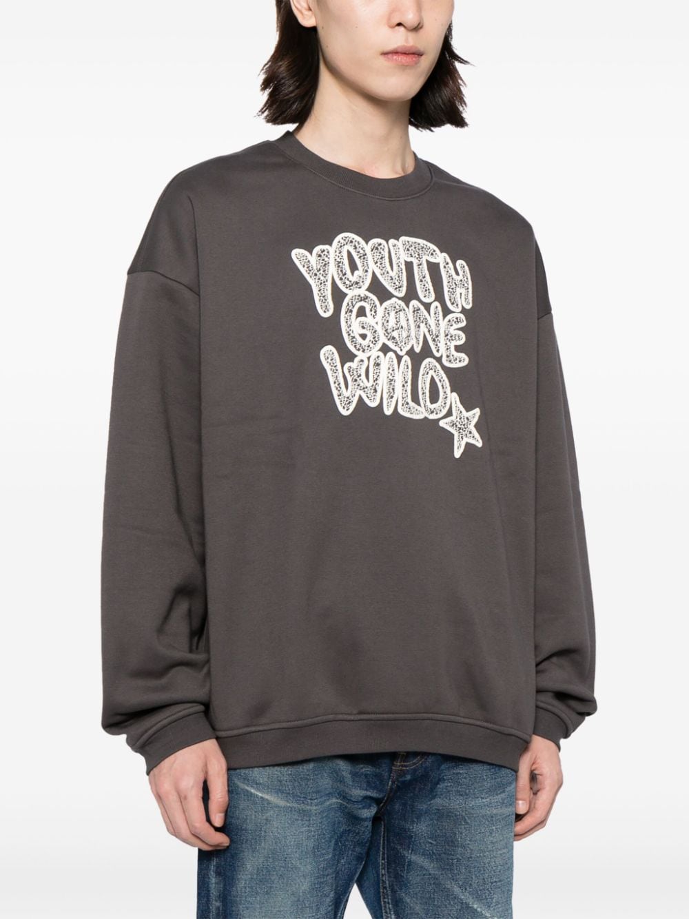 Shop Five Cm Embroidered Youth Gone Wild Sweatshirt In Grey