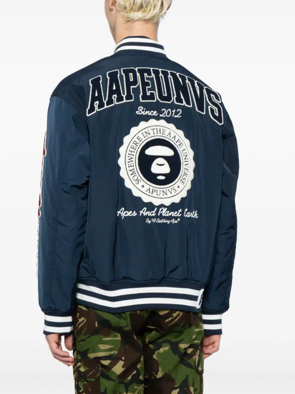 AAPE BY A BATHING APE logo patch Varsity Bomber Jacket Farfetch