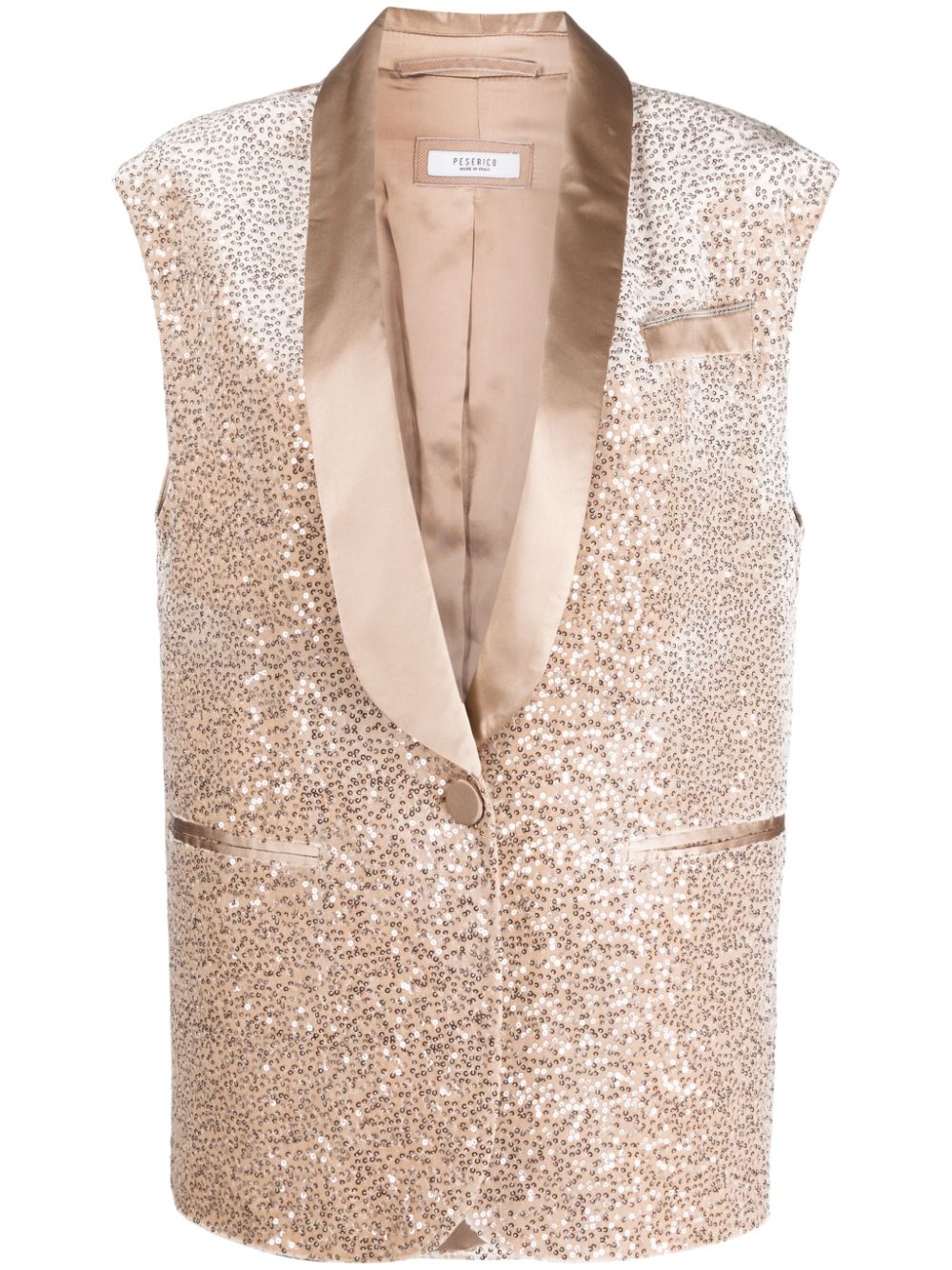 Peserico Sequin-embellished Sleeveless Blazer In Pink Gold