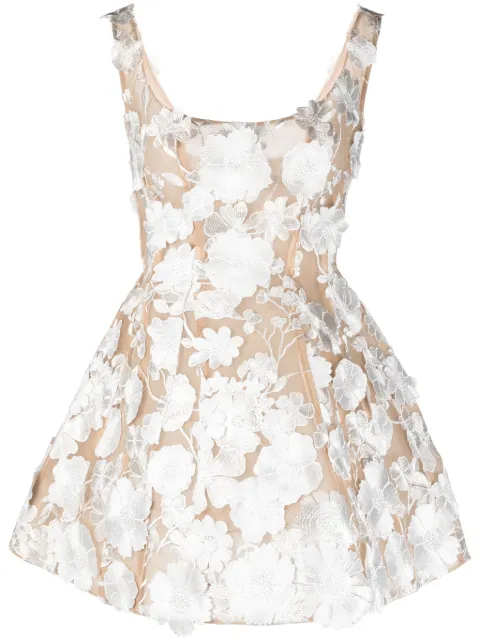 Bronx and Banco floral-lace sleeveless mini dress