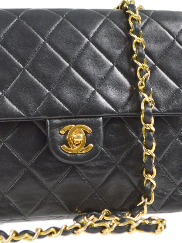 Chanel Round Zip Small Chain Shoulder Bag Black Quilted Lambskin L21