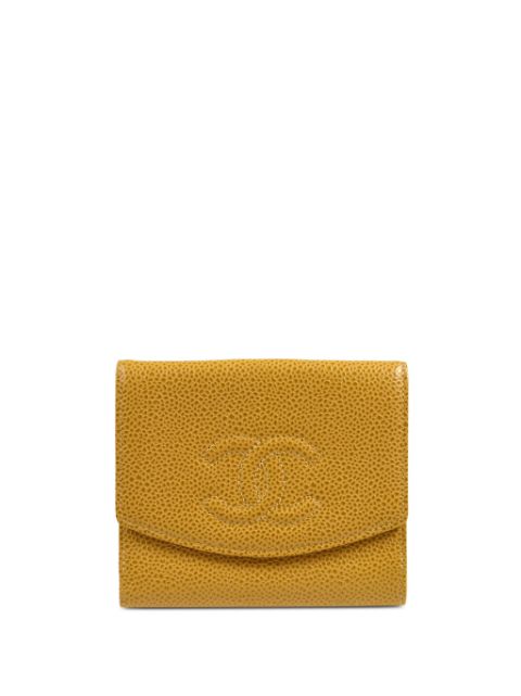 HOT SALE CHANEL 2003 CC stitch bifold wallet Women