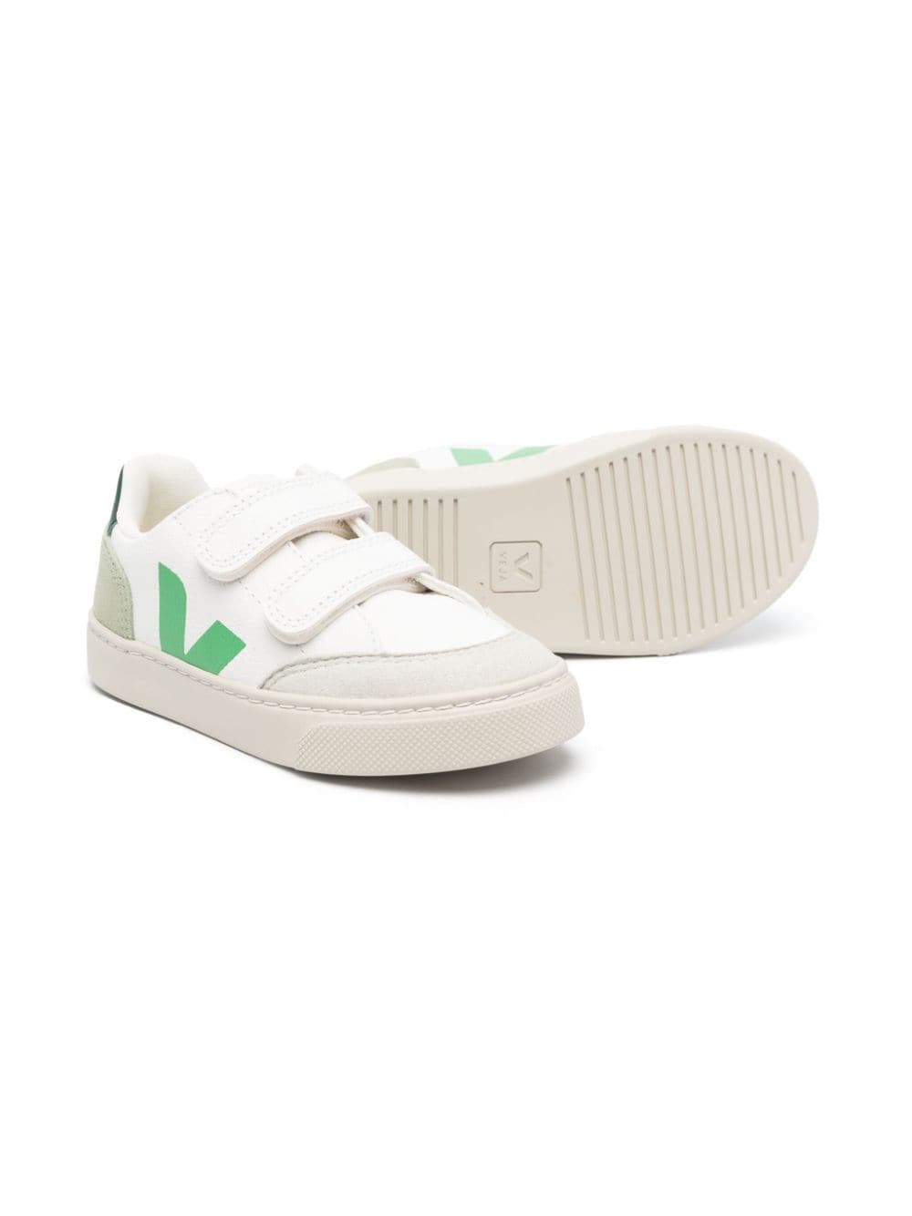 Shop Veja V-12 Chromefree Leather Sneakers In Neutrals