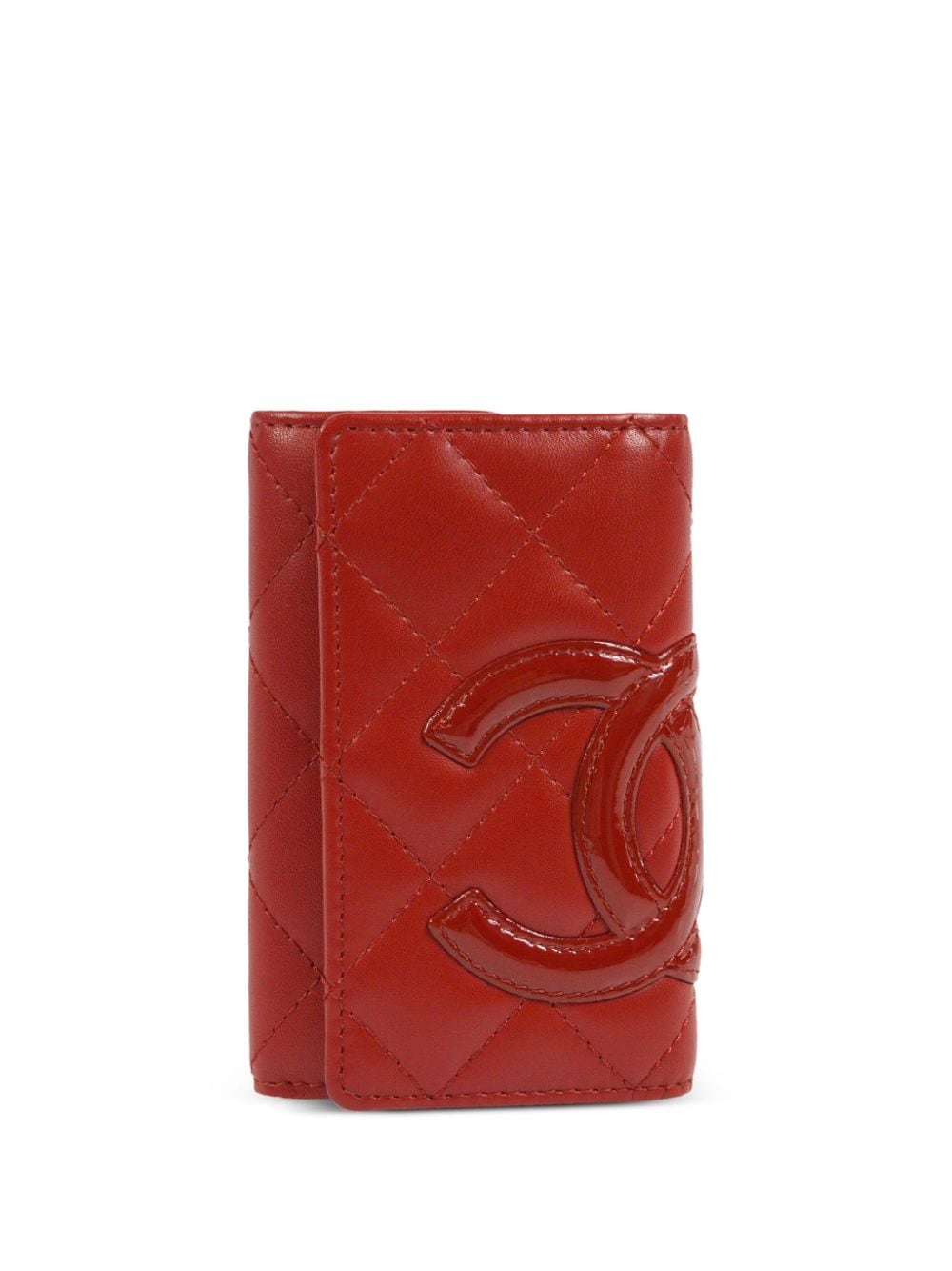 Pre-owned Chanel 2009 Cambon Line Cc Patch Keycase In Red