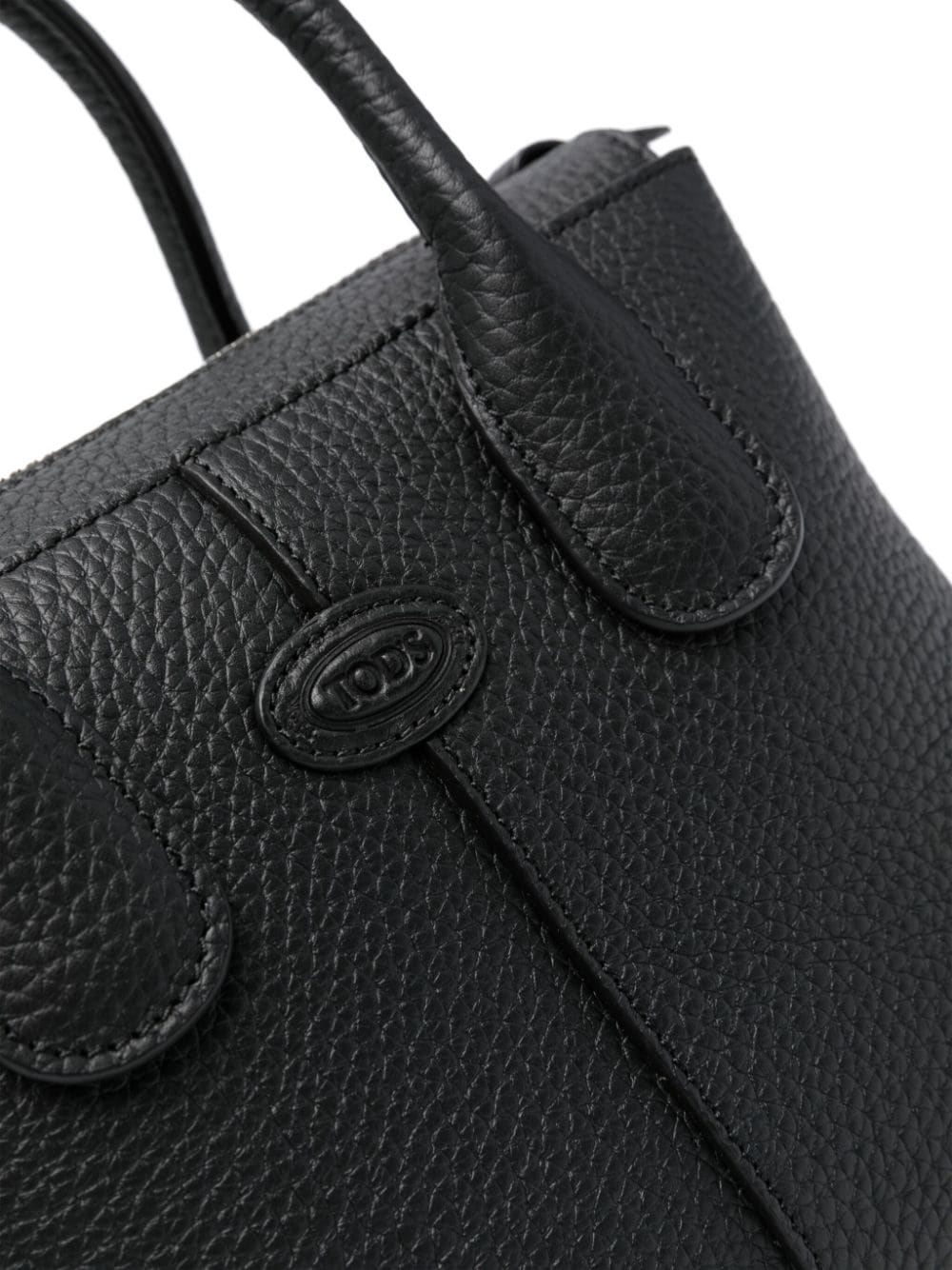 Shop Tod's Mini Di Leather Tote Bag In Black