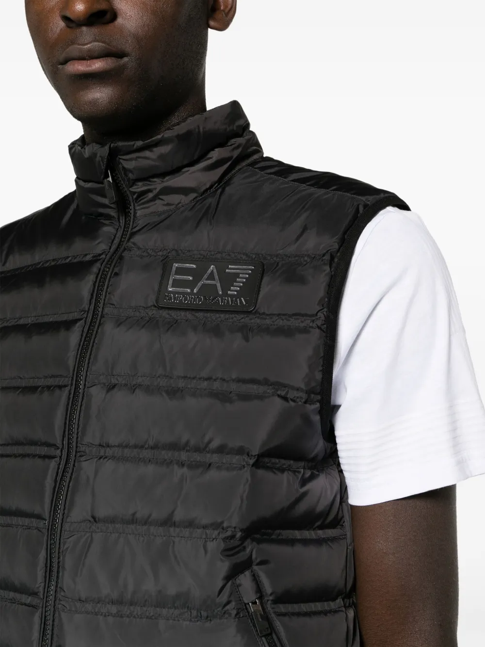 Ea7 Emporio Armani Bodywarmer met logopatch Zwart