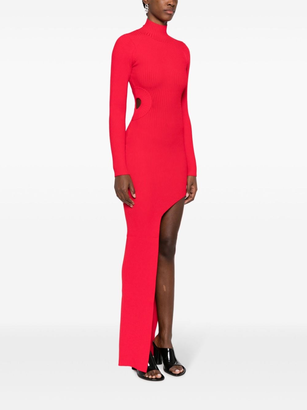 Shop David Koma Asymmetric Cut-out Gown In Red