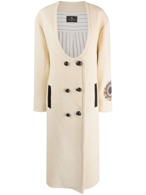 ETRO floral-embroidered long coat Women