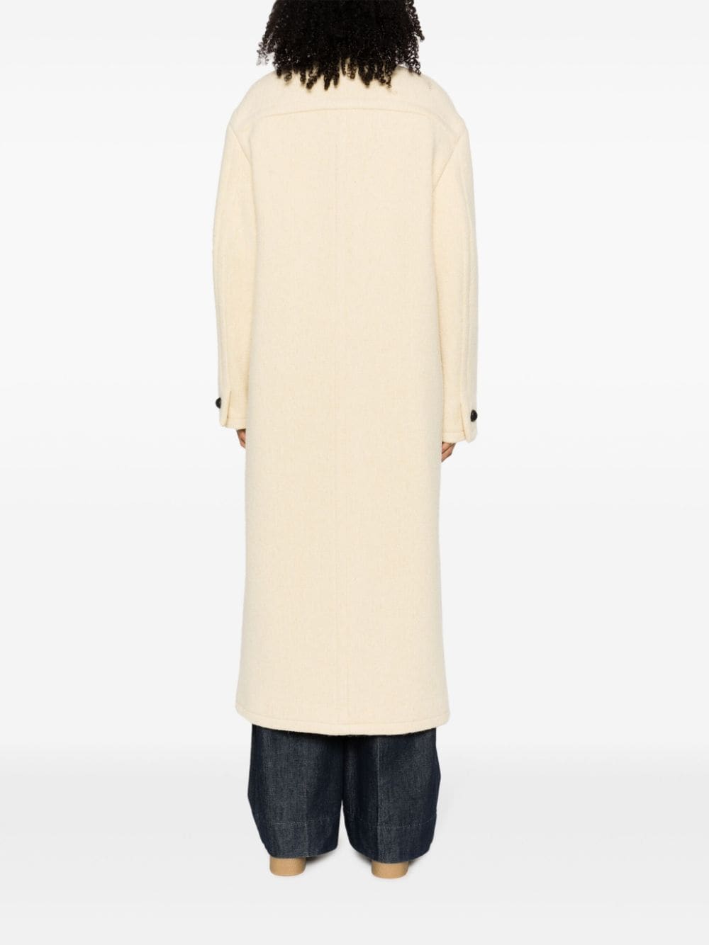 Shop Etro Floral-embroidered Long Coat In Neutrals